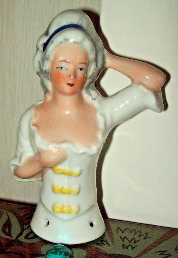 Vintage Half Doll for Pin Cushion Clothes Brush Whisk Broom Arm Away Germany