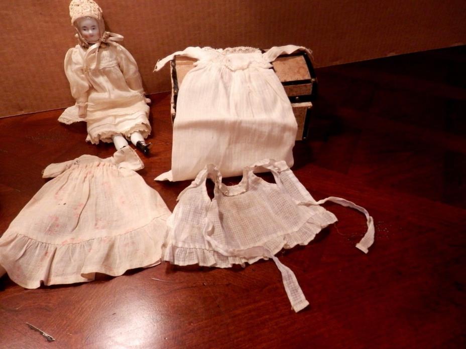 Antique Biedermeier  China Doll + Trunk + Clothes   10
