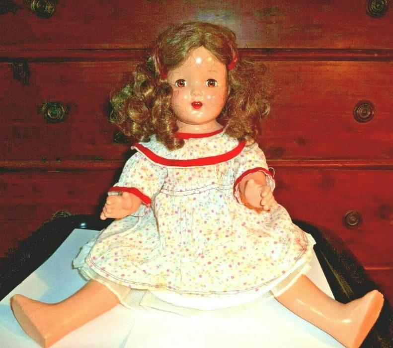 Very Pretty Vintage Composition Doll with Sleep Eyes Open Mouth with Teeth VGC