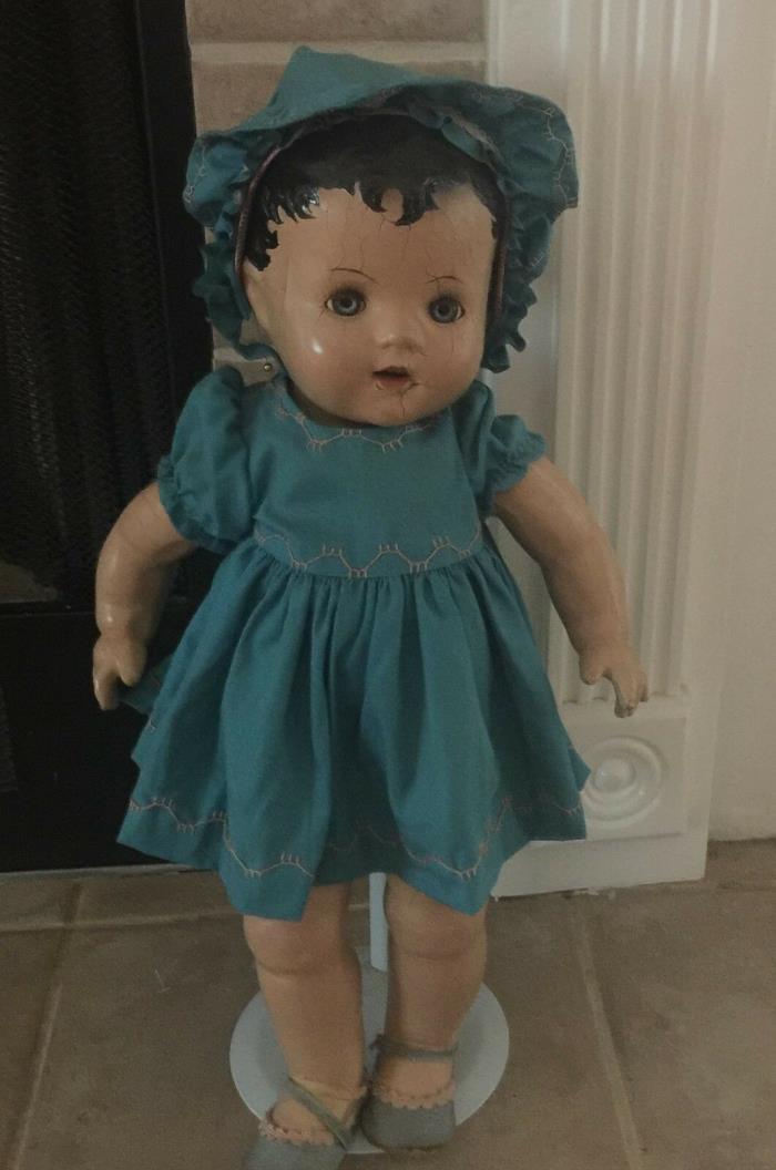 ANTIQUE SLEEPY EYE COMPOSITION BABY DOLL ALL ORIGINAL 19