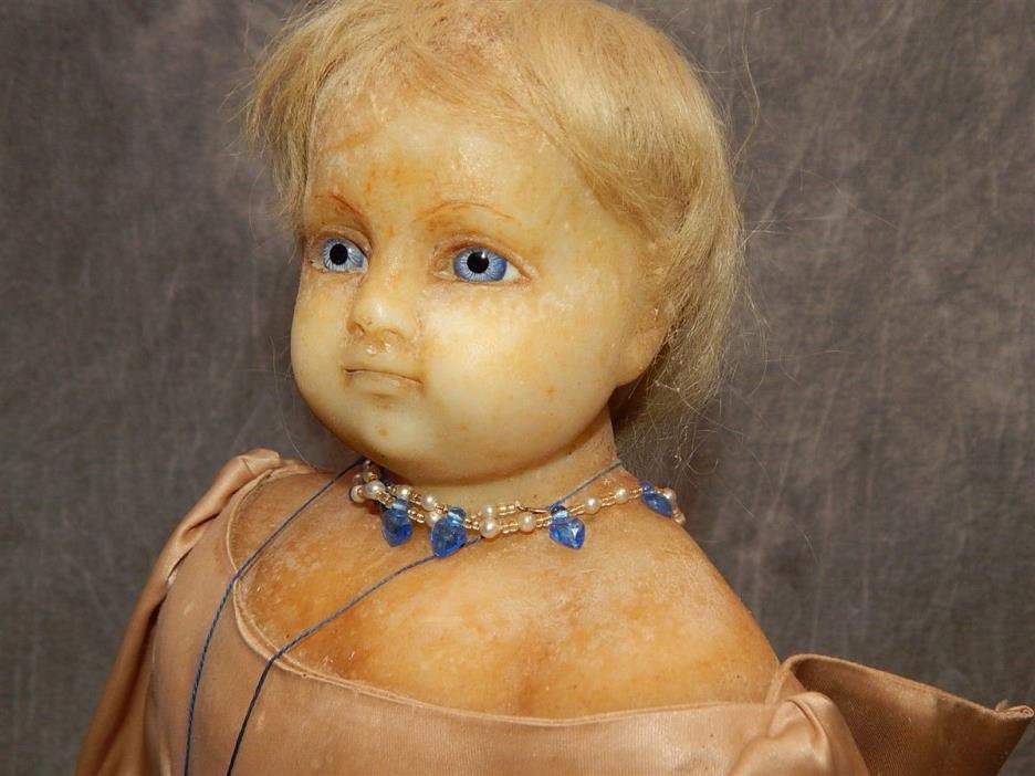 c 1865 British Poured Wax Montanari Doll 24
