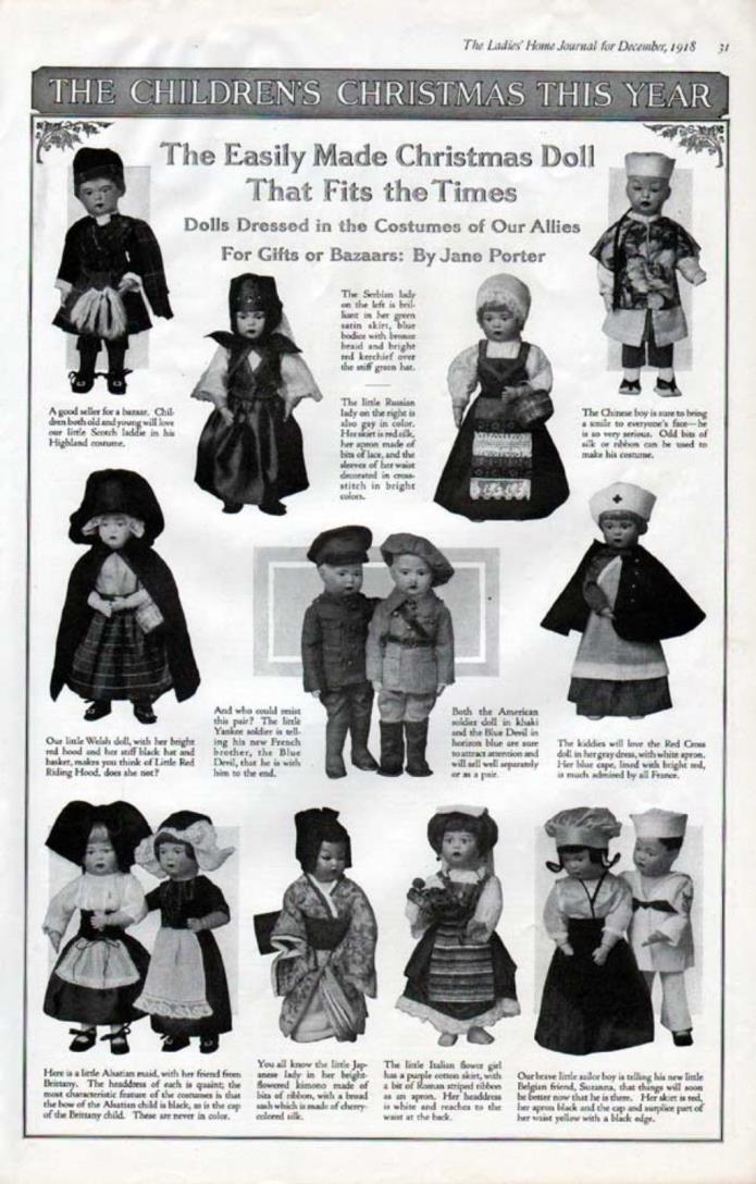 1918 CHILDREN TOY DOLL JANE PORTER COSTUME CHRISTMAS AD6496