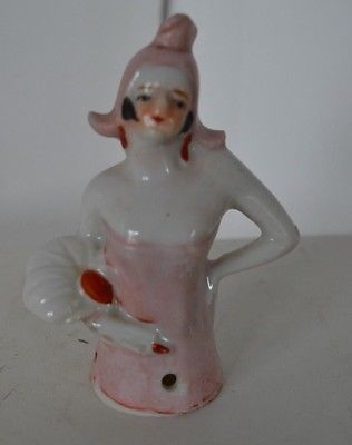 Vintage Porcelain Pincushion Japan Half Doll Dutch Art Deco Flapper