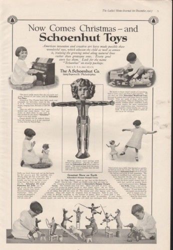 1917 SHOENHUT TOY CHILD PLAY DOLL CIRCUS TRUCK PIANO AD12283