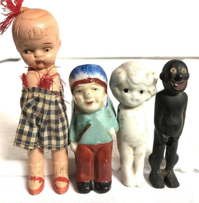 Vintage Dolls African American Indian chief Porcelain China Glass Bakelite