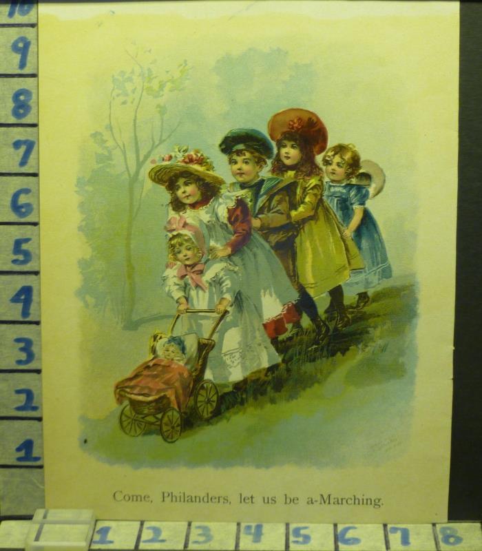 1900 MCLOUGHLIN CHILD DOLL PLAY OUTDOOR NURSERY ANTIQUE BOOK PLATE MJ AN87AN87