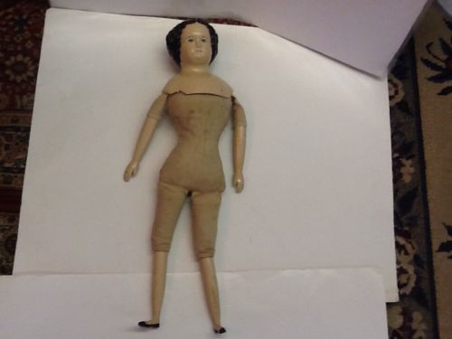 Antique Milliners Paper Mache Doll Wood Arms  And Legs 1800's 24