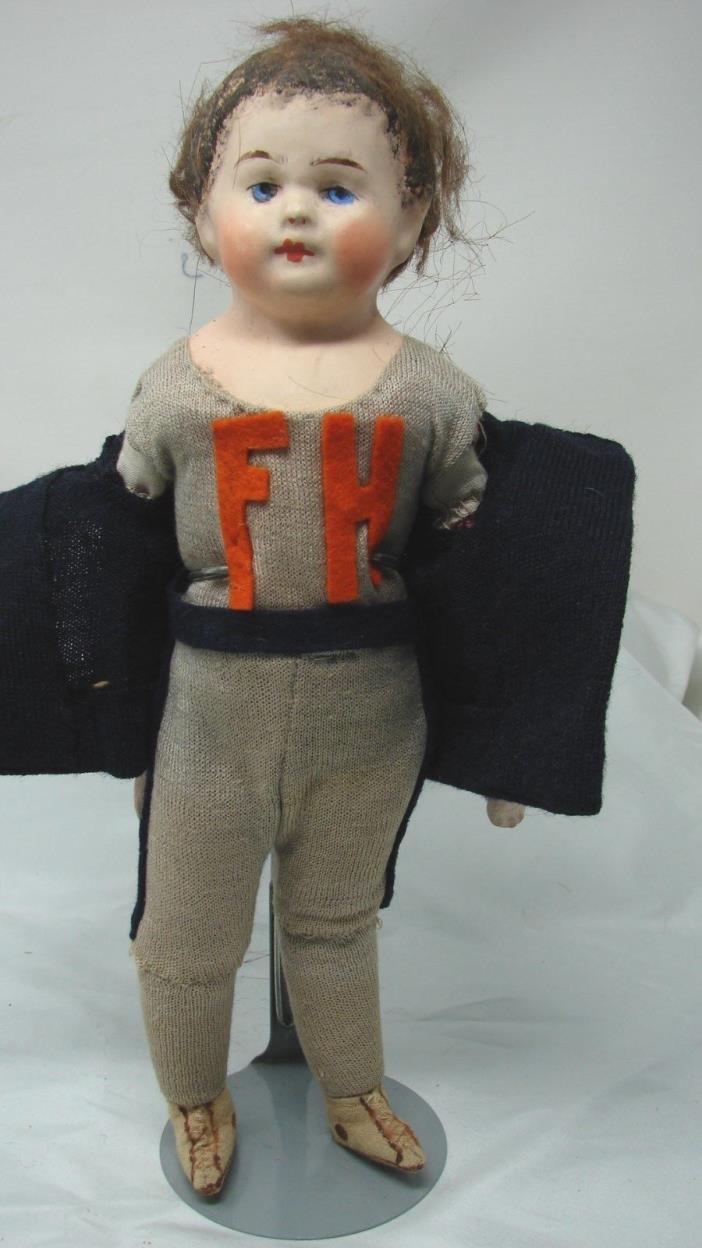 ANTIQUE PAPER MACHE  1800s EARLY 1900s BOY MAN FOOTBALL PLAYER DOLL