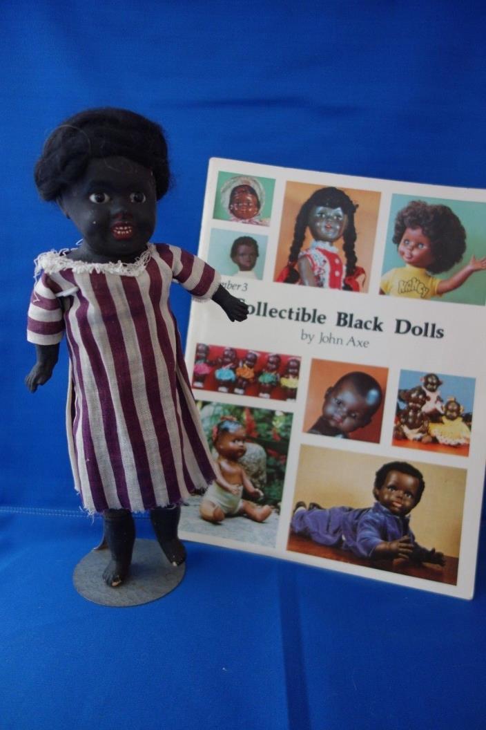 Antique Black German Paper Mache Doll Full Provenance w Book Excellent Condition