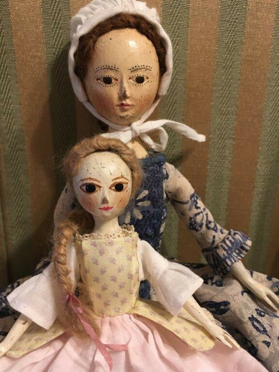 TWO hand carved Queen Anne dolls by Holly an Ae! In US, fast shipping!
