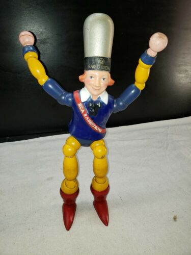 Rare RCA RADIOTRON Cameo Wood Jointed Compo ADVERTISING Maxfield Parrish Design