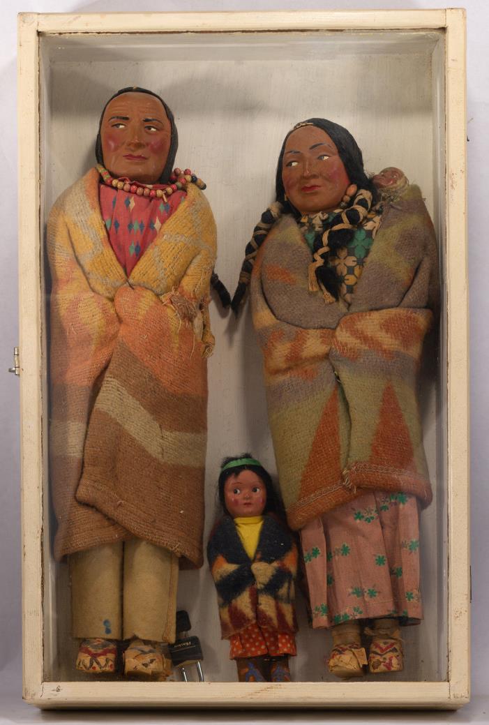 Antique Early Skookum Indian Dolls w/ lock wall box -Late 1910’s/1920’s Original