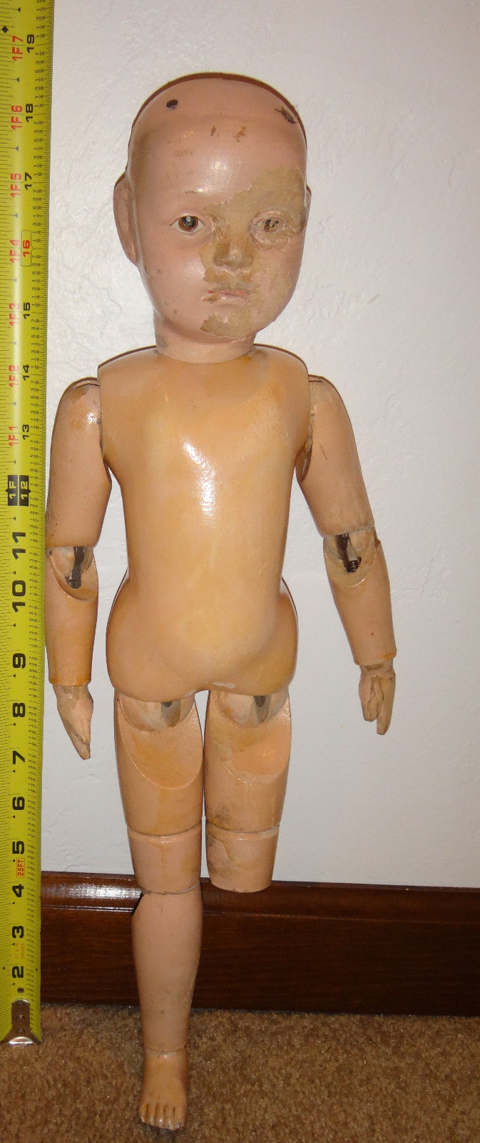 VINTAGE WOODEN SCHOENHUT DOLL FULLY JOINTED 18.5