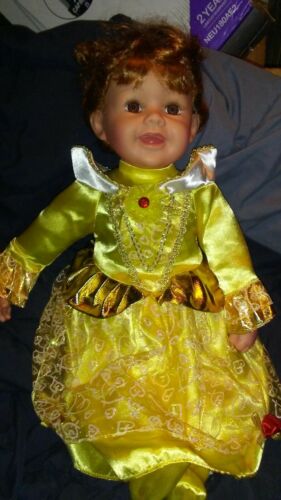 24 Inch Vinyl And Cloth Doll In A Beautiful Yellow Dress