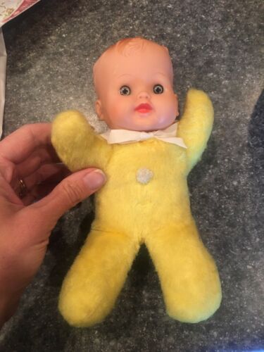 1950’s Doll Soft Plush Body 8” Boy Crib Doll Very Good Condition!