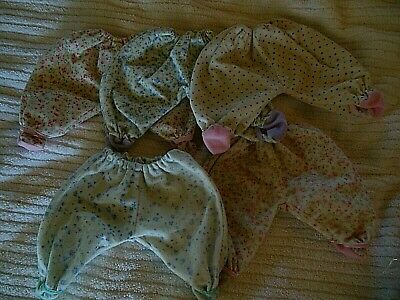 10 in vtg baby doll 5pc LOT sleeper pj's nice condition footed bottom clothes