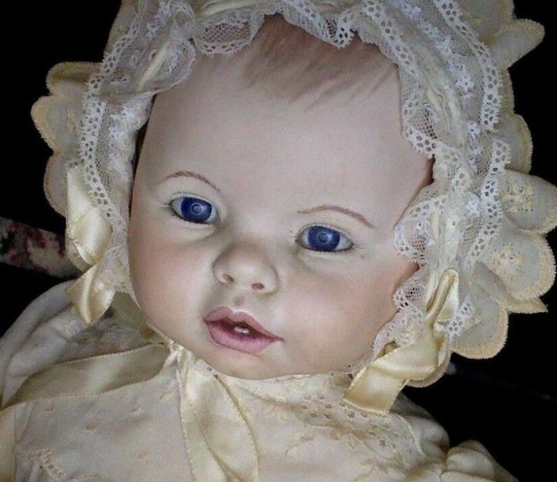 Beautiful Life Size Life Size Life Like Bisque Head Baby Doll. Stamped BSE.