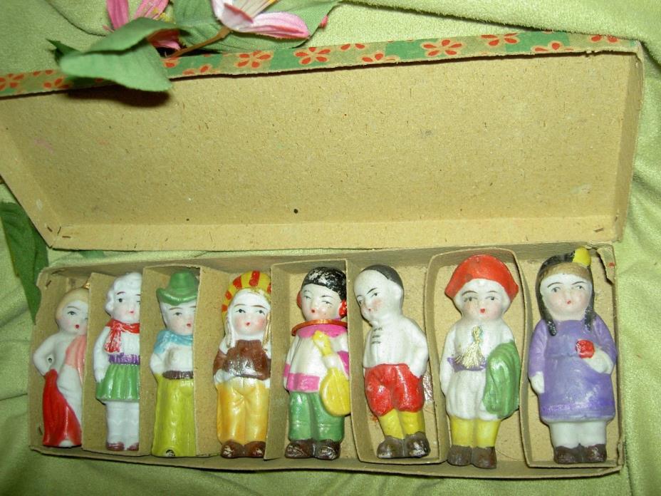 Adorable, antique set of 8, M-I-B all bisque, 3