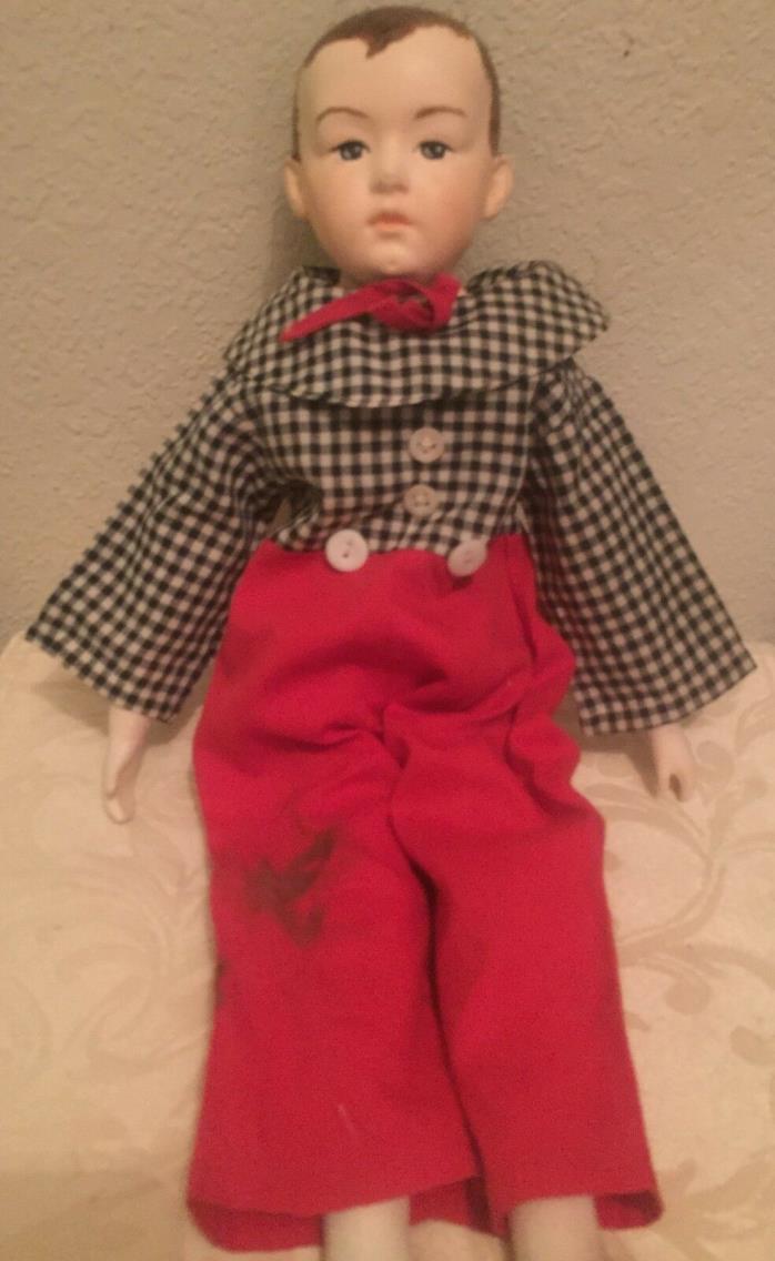 VINTAGE HEUBACH-GERMANY BOY BISQUE DOLL #320 HAND MADE JUMP SUIT