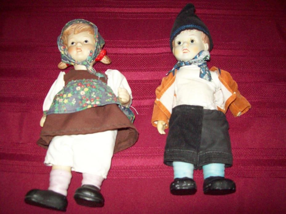 VINTAGE German BISQUE GIRL AND BOY DOLL 10
