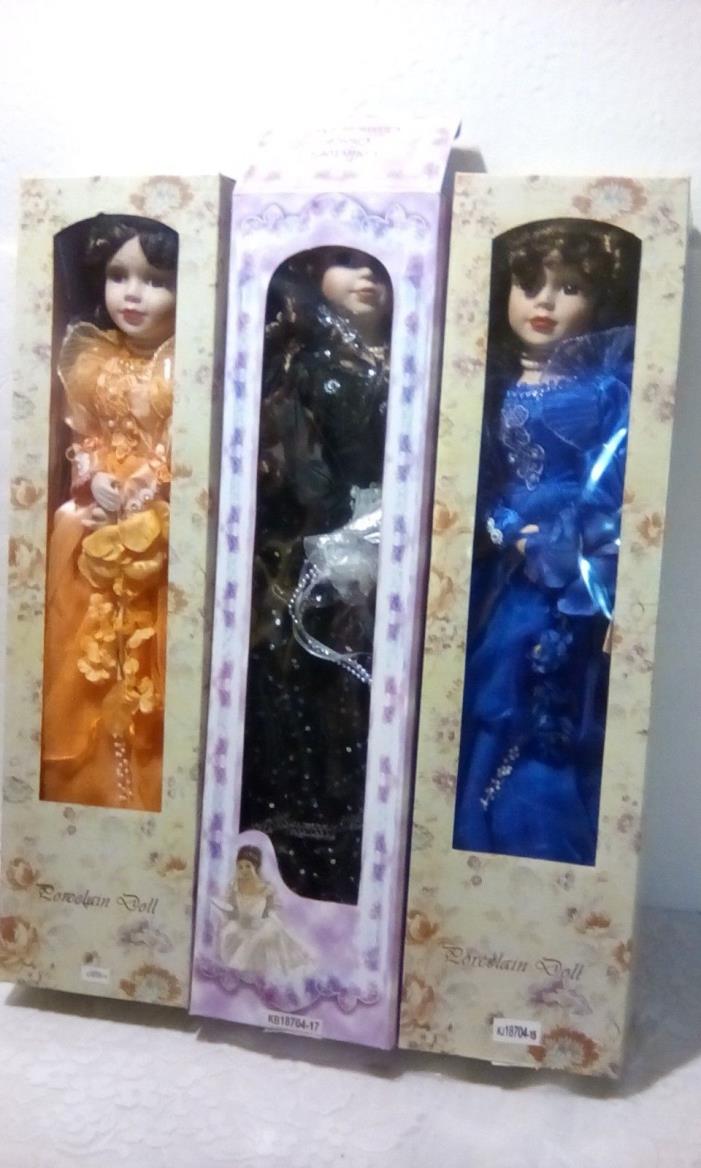 20in porcelain umbrella collectors doll with tiara, black blue or Peach in color