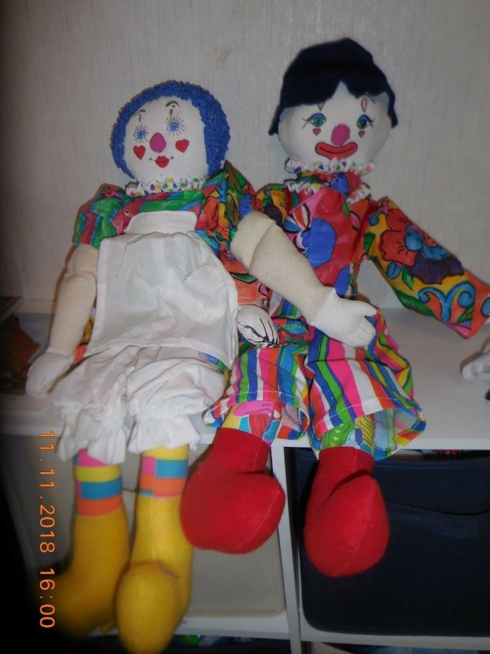 Pair of Handmade Boy and Girl Clowns 25