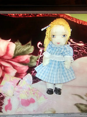 Doll Cloth Hand crafted vintage pattern Blonde Hair comes with clothes and shoes