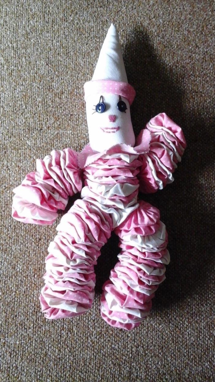 Vintage Yo-Yo Clown Handmade Pink and White with bells 14