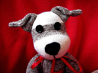 ?? Sock Monkey Puppy Dog Fido the Faithful Stuffed Animal Handmade