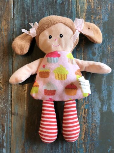 Greenbriar Doll Pink Cupcake Cloth Bow Striped Legs Brown Hair 10