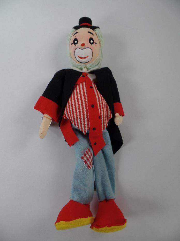 Vintage Holiday Fair Poseable Cloth Clown Doll Hedaya & Co Japan Hobo