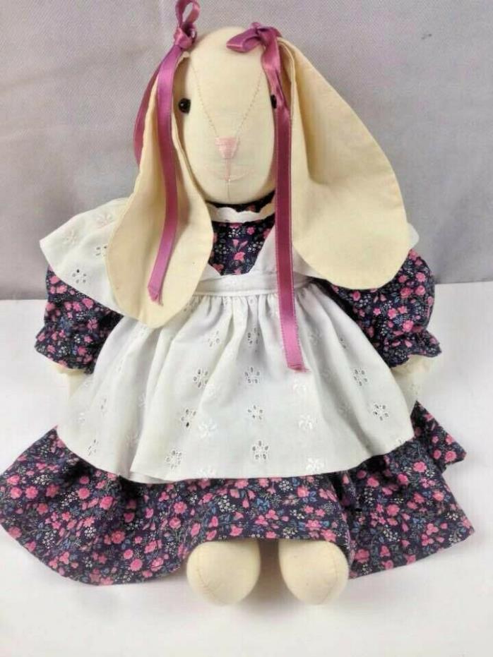 Vintage Homemade Easter Bunny Rabbit Doll Floral Print Dress  16