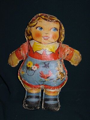 Vintage Antique Stuffed Oil Cloth Doll, Snow White?