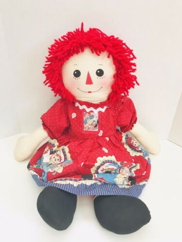 Rare 25” Daisy Kingdom Fabric Rag Plush Large Raggedy Ann Doll