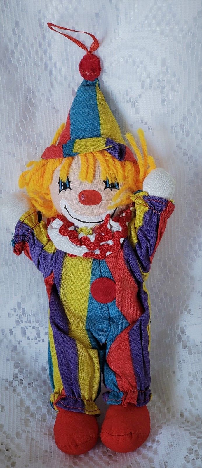 Ganzbros Vintage Clown Doll Cloth Rag Yarn Hair 9