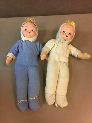 Pair of Vintage Soft Body Hand Painted Face Hungary Hungarian Dolls Boy Girl