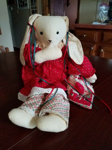 Vintage Doll Handmade Muslin Stuffed w/blanket child Floopy Ear Bunny Rabbit