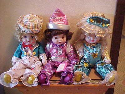 Set of 3 Gorham 1986 Clown Dolls Bluberry Swirl Tutti Frutti Raspberry Ripple