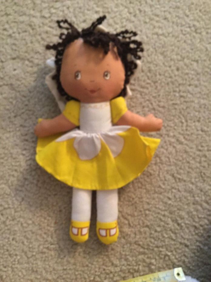 Doll African American Cloth by Avon Products Yellow Flower Doll All Cloth 9.5