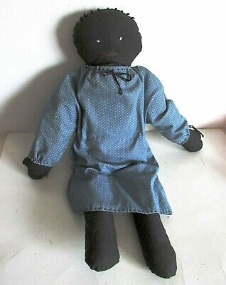 Handmade Cloth Baby Doll Calico Fabric Frock Embroidered Face 17