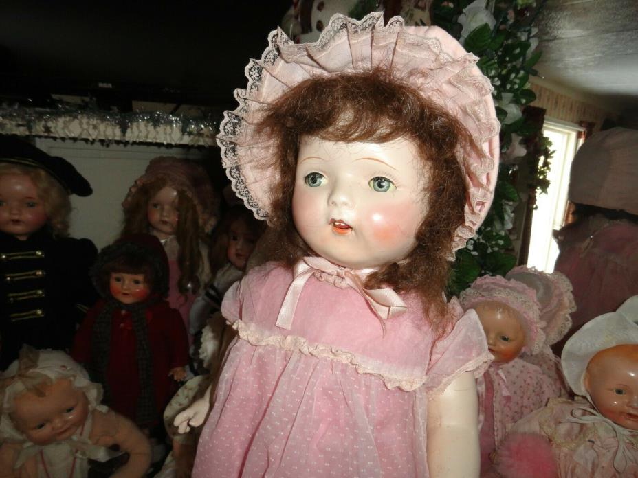 composition doll large antique 26  tin eyes
