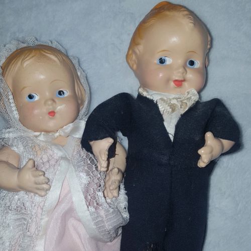All Composition Bride And Groom Dolls Lot