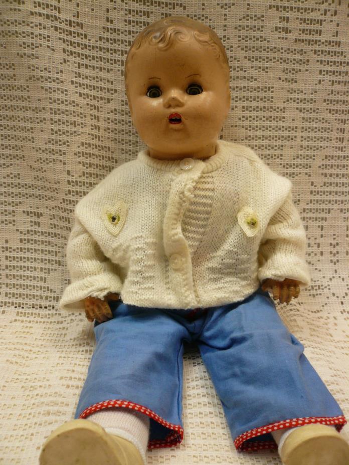 Antique Composition Cryer Open Mouth Teeth Soft Body Lashes Shut Eye Sleep Doll