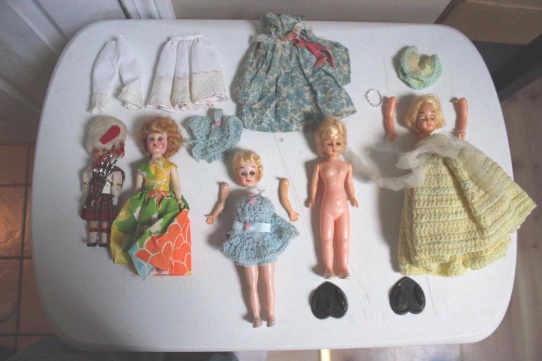 Lot of 5 Sleepy Eye Dolls and Various Accessories