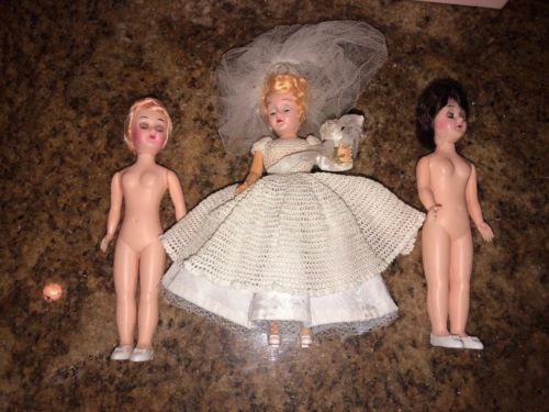 3 Lovely Vintage Blink Eye Small 8” Plastic Baby Dolls