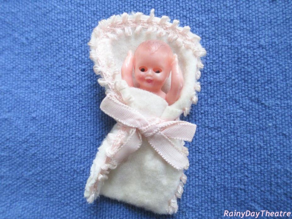 Vintage Miniature BABY Doll Sleepy Eye Jointed in Bunting