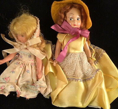 Hard Plastic Doll Painted face Lot Of Two vintage