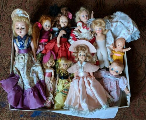 Antique / Vintage Dolls, Lot of 10, Hard Plastic Composition & Celluloid Gager
