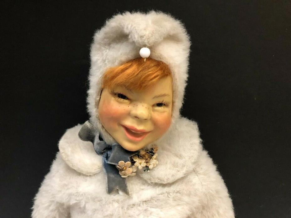 Vintage Lewis Sorensen Christmas Elf Wax Doll 23