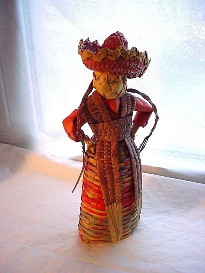 Vtg Woven Straw Doll 9 inches of Hands on Hips Attitude